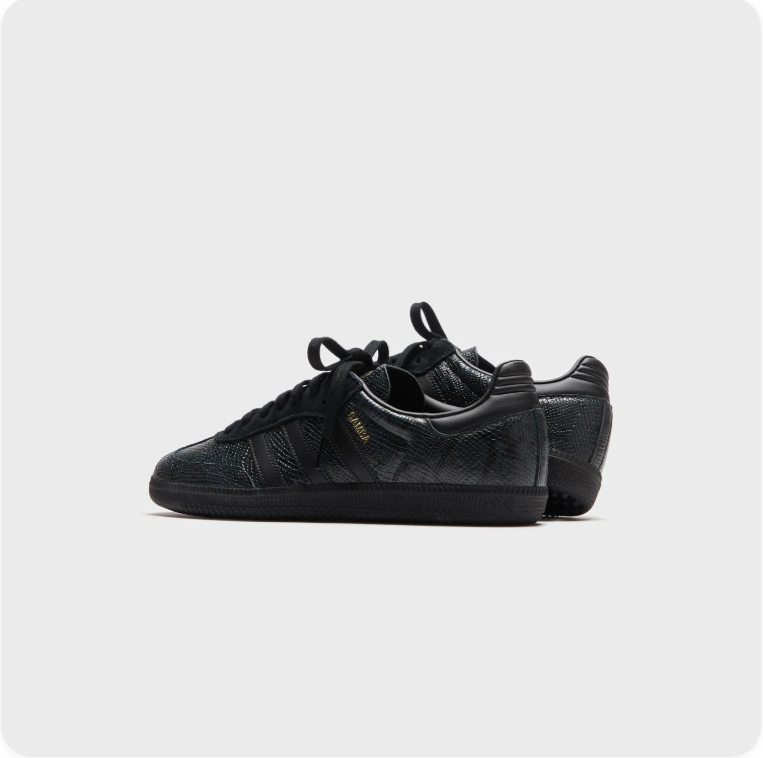 Adidas Samba All-Black Textured Low-Top Sneakers