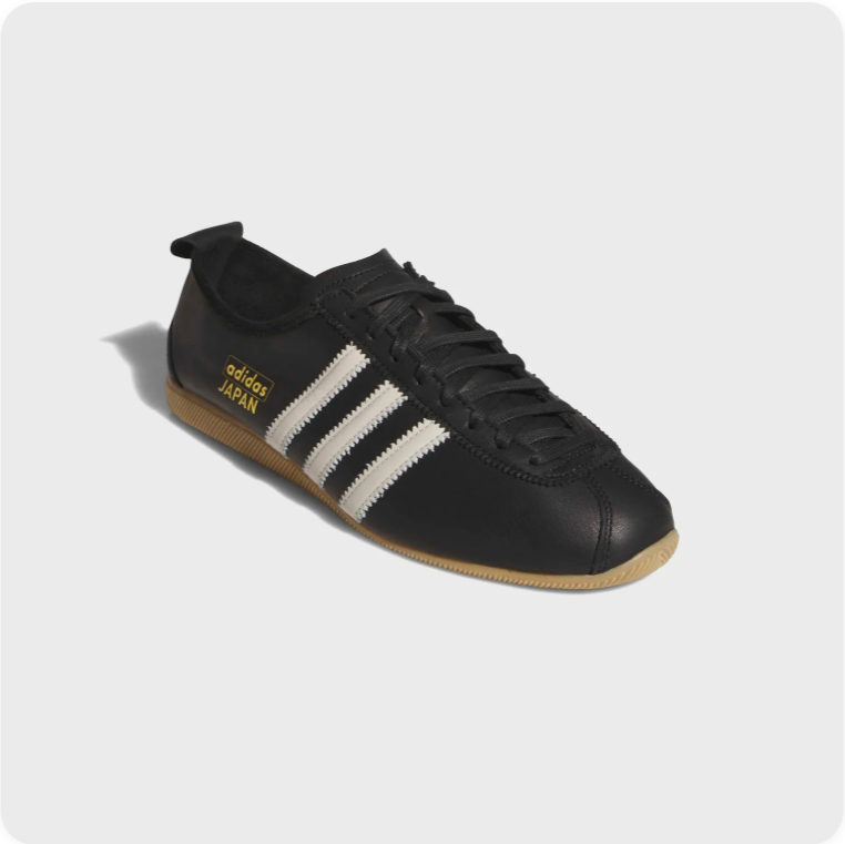 Adidas Japan Black and White Low-Top Sneakers with Tan Soles
