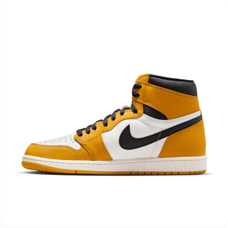 Air Jordan 1 Golden Yellow, White and Black High-Top Sneakers
