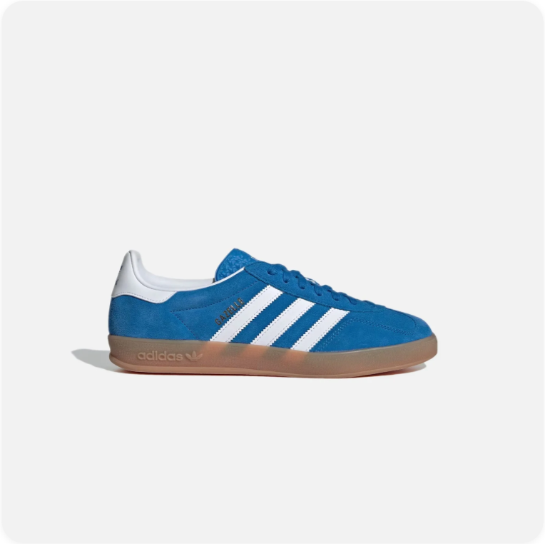 Adidas Gazelle Blue and White Low-Top Sneakers with Brown Soles