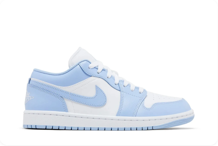 Air Jordan 1 Light Blue and White Low-Top Sneakers