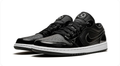 Air Jordan 1 Black Low-Top Sneakers with Glossy Overlays and White Stitching