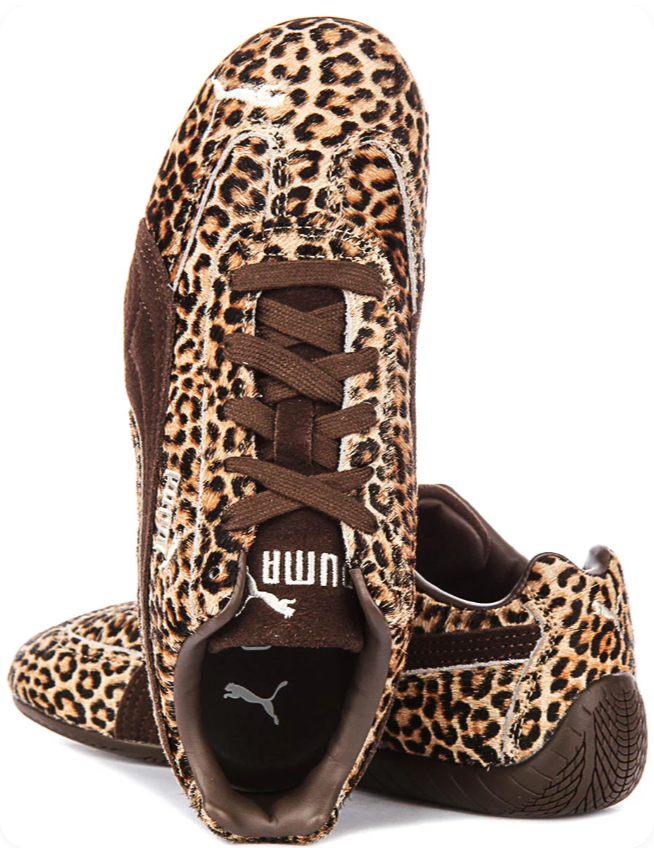 Puma Leopard-Print Low-Top Sneakers with Dark Brown Accents