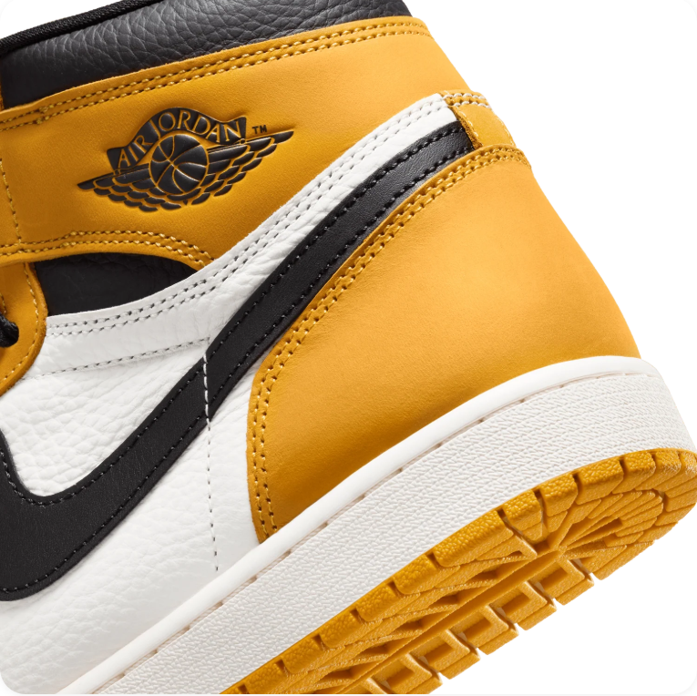 Air Jordan 1 Golden Yellow, White and Black High-Top Sneakers