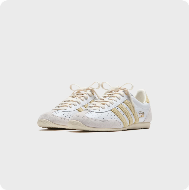 Adidas Japan White and Cream Low-Top Sneakers