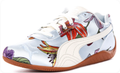 Puma Light Blue Floral-Print Low-Top Sneakers with Brown Soles