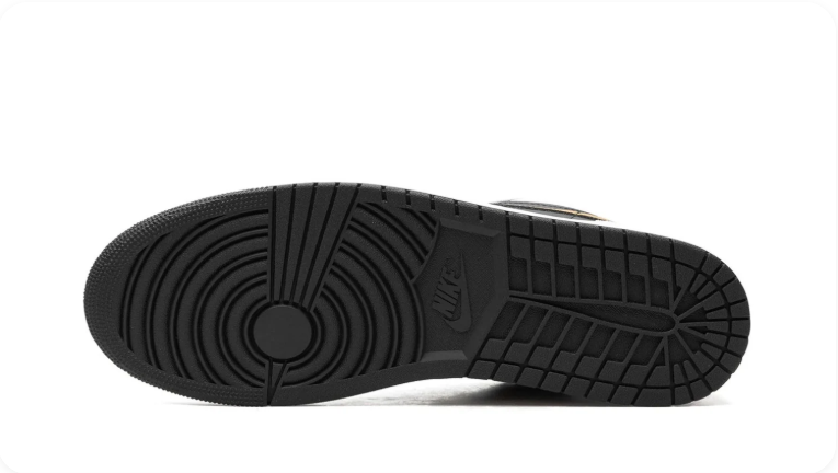 Air Jordan 1 White and Black Low-Top Sneakers with Gold Swoosh