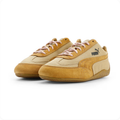 Puma Beige and Mustard Yellow Low-Top Sneakers with Pink Laces