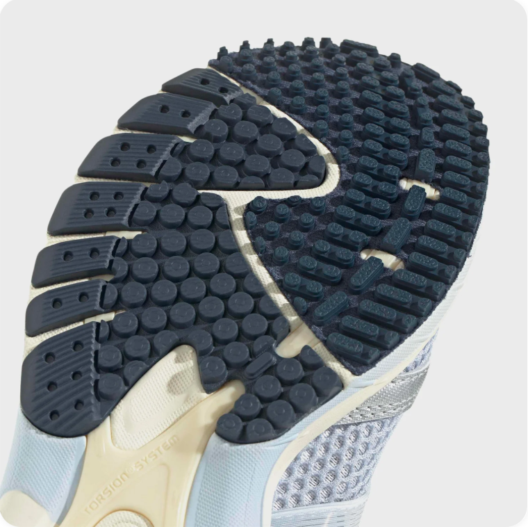 Adidas Silver Grey and Light Blue Retro Runner-Style Sneakers