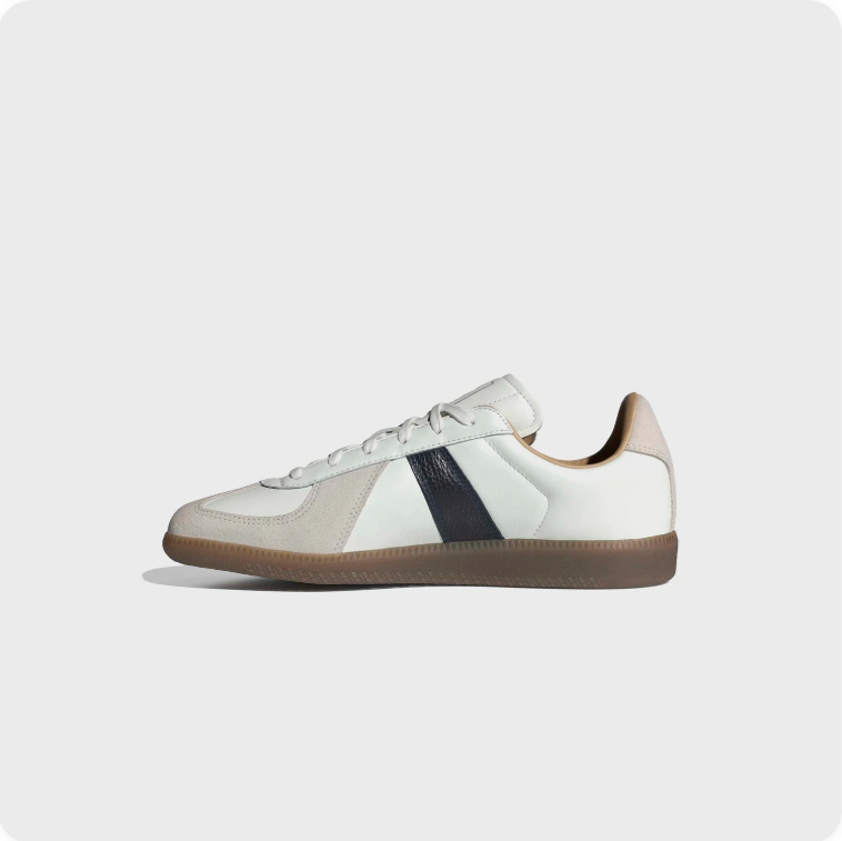 Adidas Off-White and Black Retro Low-Top Sneakers with Brown Soles