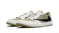 Air Jordan 1 Olive and White Low-Top Sneakers with Black Reverse Swoosh