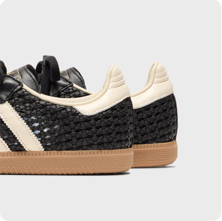 Adidas Black and Cream Woven-Look Low-Top Sneakers with Tan Soles