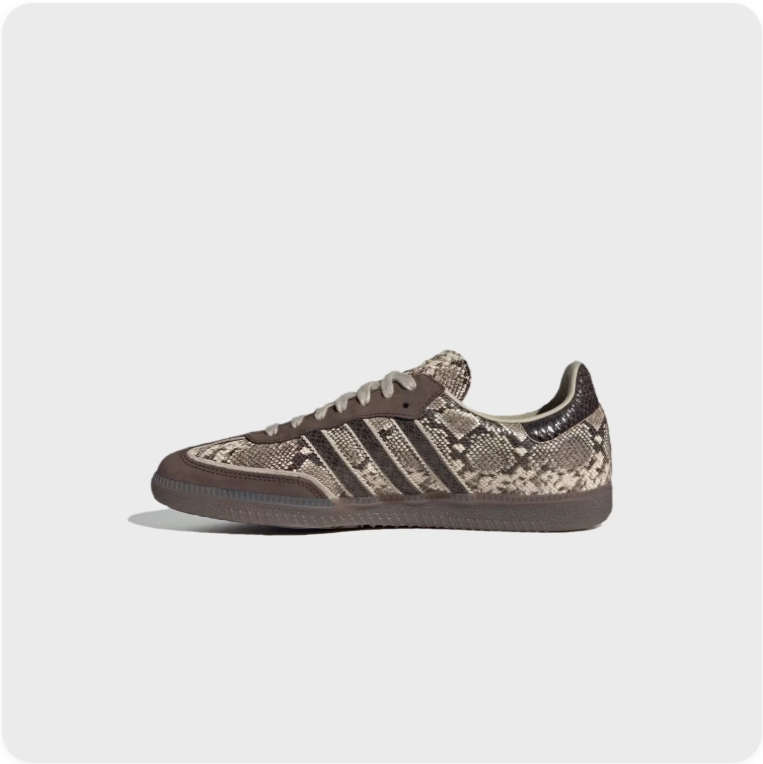 Adidas Snake-Print Low-Top Sneakers with Dark Brown Accents