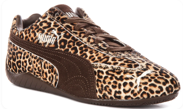 Puma Leopard-Print Low-Top Sneakers with Dark Brown Accents