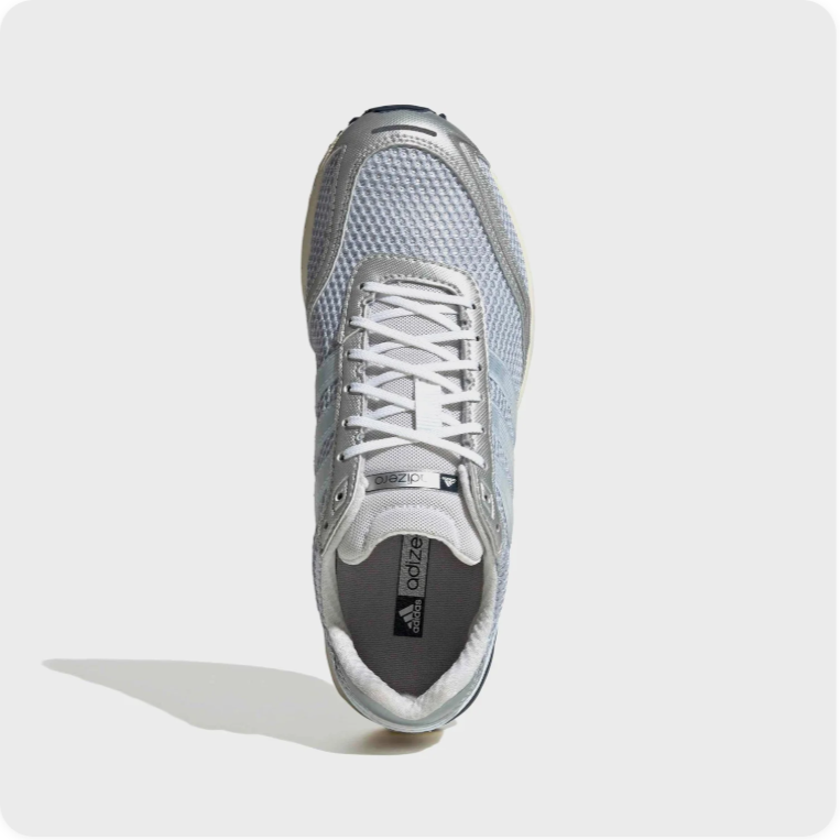Adidas Silver Grey and Light Blue Retro Runner-Style Sneakers