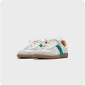 Adidas White and Green Retro Low-Top Sneakers with Brown Soles