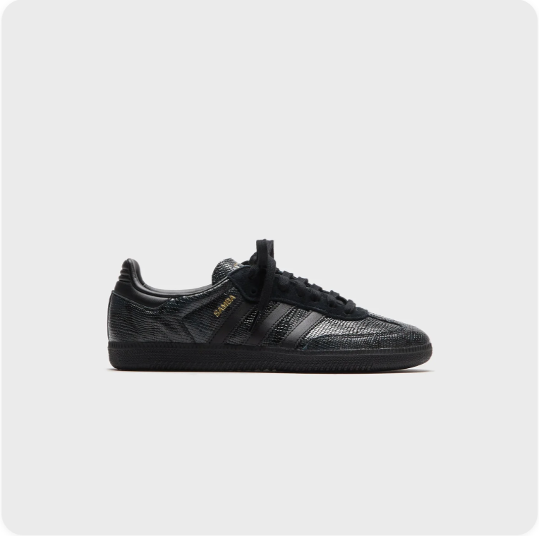 Adidas Samba All-Black Textured Low-Top Sneakers