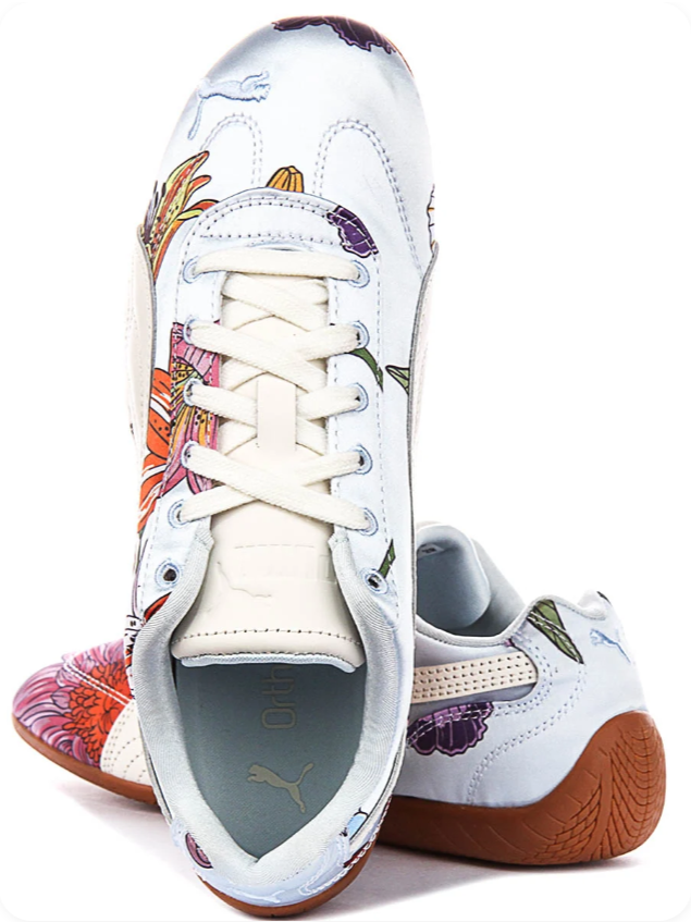 Puma Light Blue Floral-Print Low-Top Sneakers with Brown Soles