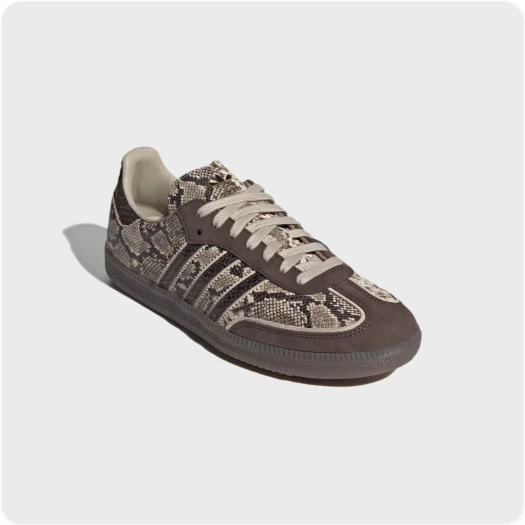 Adidas Snake-Print Low-Top Sneakers with Dark Brown Accents